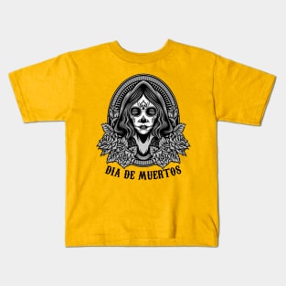 Dia de muertos - Catrina - Black and white design Kids T-Shirt